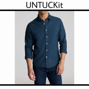 UNTUCKit Veneto Navy Button Down Shirt XX Large Relaxed Fit Wrinkle Free